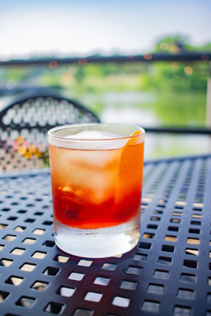 Barrel-Aged Negroni on Hoyt Lake Delaware Park Buffalo NY patio cocktails