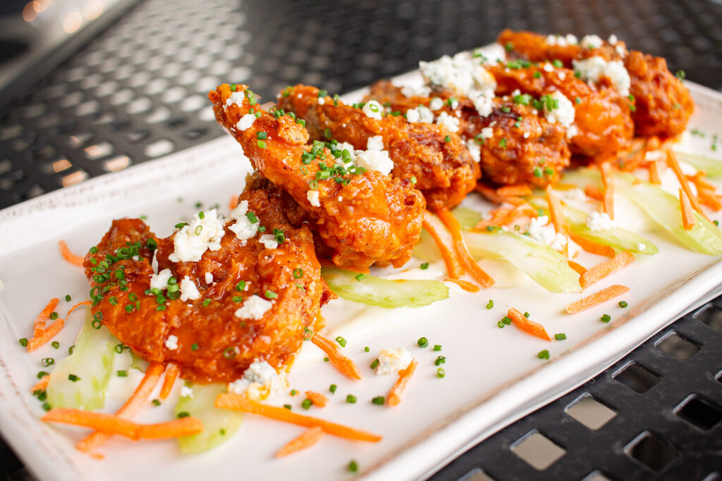 Buffalo Shrimp al fresco lakeside at the Terrace at Delaware Park