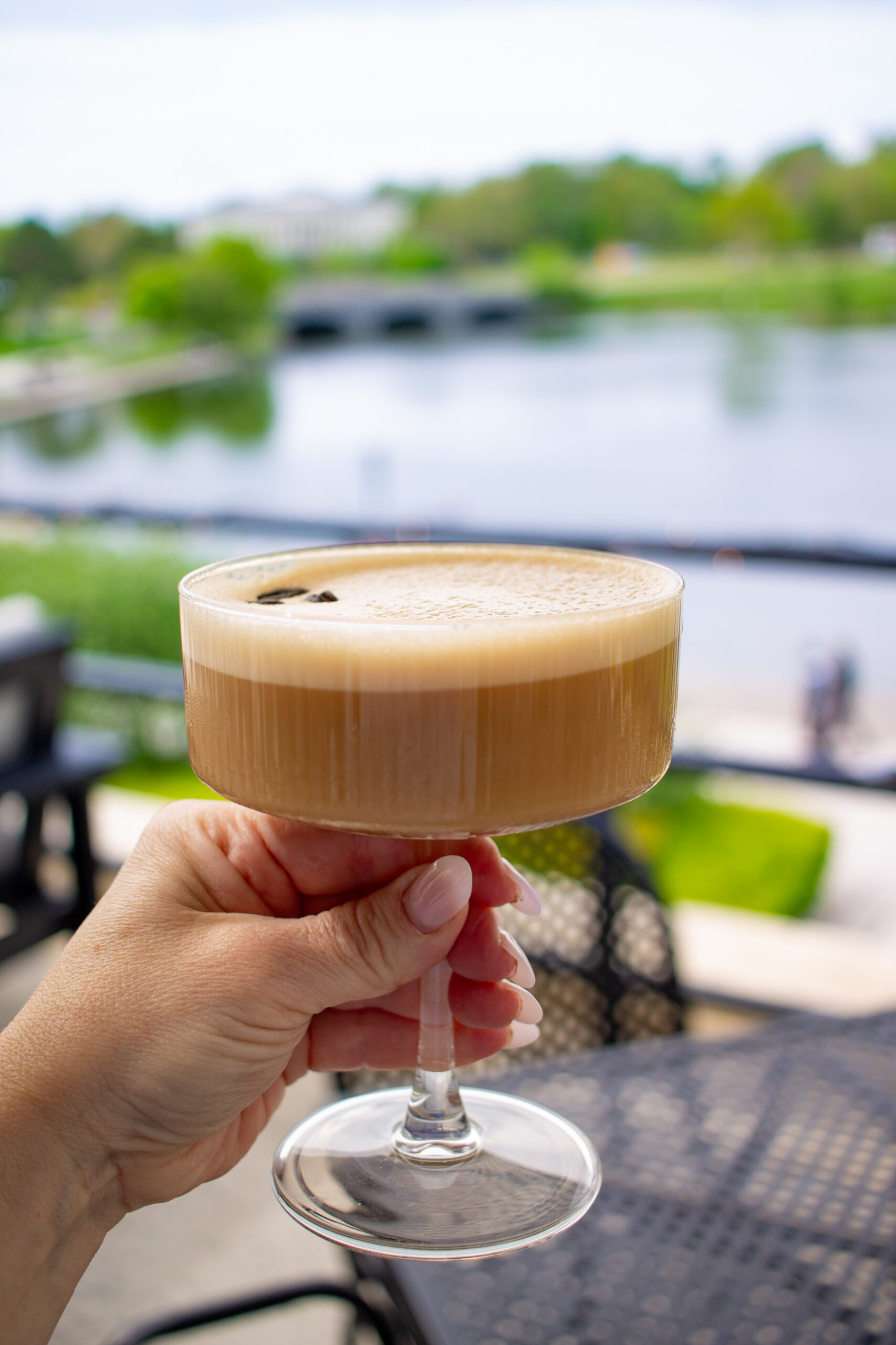 espresso martini on the open air patio at the Terrace at Delaware Park